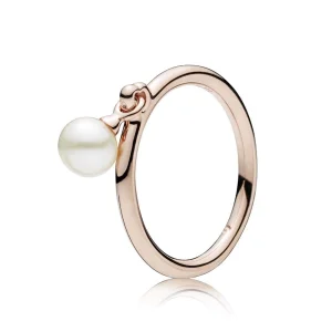 (image for) Contemporary Pearl Ring, PANDORA Rose™ & Freshwater Cultured Pearl - 187525P