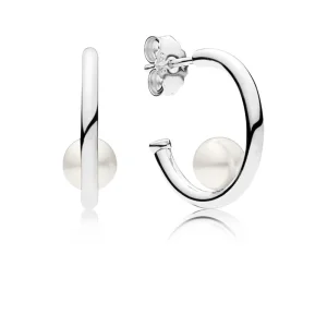 (image for) PANDORA Contemporary Pearls Hoop Earrings, Freshwater Cultured Pearl - 297528P