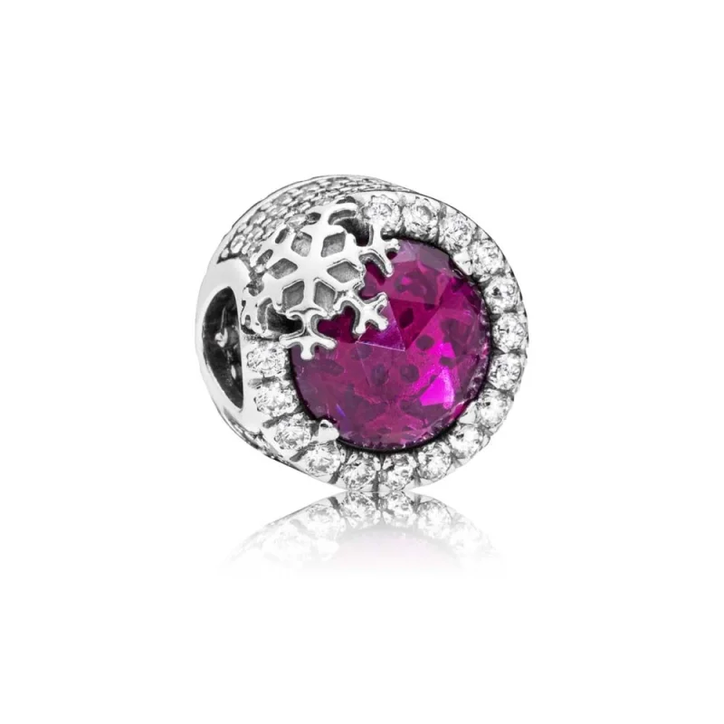 (image for) PANDORA Dazzling Snowflake Charm, Clear CZ & Cerise Crystal - 797555NCC - Product Image