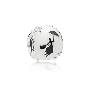 (image for) PANDORA Disney, Mary Poppins' Silhouette Charm, White & Black Enamel - 797510ENMX