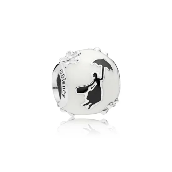 PANDORA Disney, Mary Poppins\' Silhouette Charm, White & Black Enamel - 797510ENMX