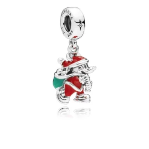 (image for) PANDORA Disney, Santa Mickey & Gift Bag Dangle Charm, Red & Green Enamel - 797501ENMX