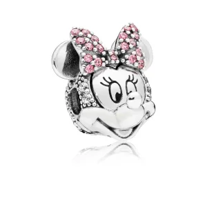 (image for) PANDORA Disney, Shimmering Minnie Portrait Clip, Clear CZ & Pink Enamel - 797496CZS