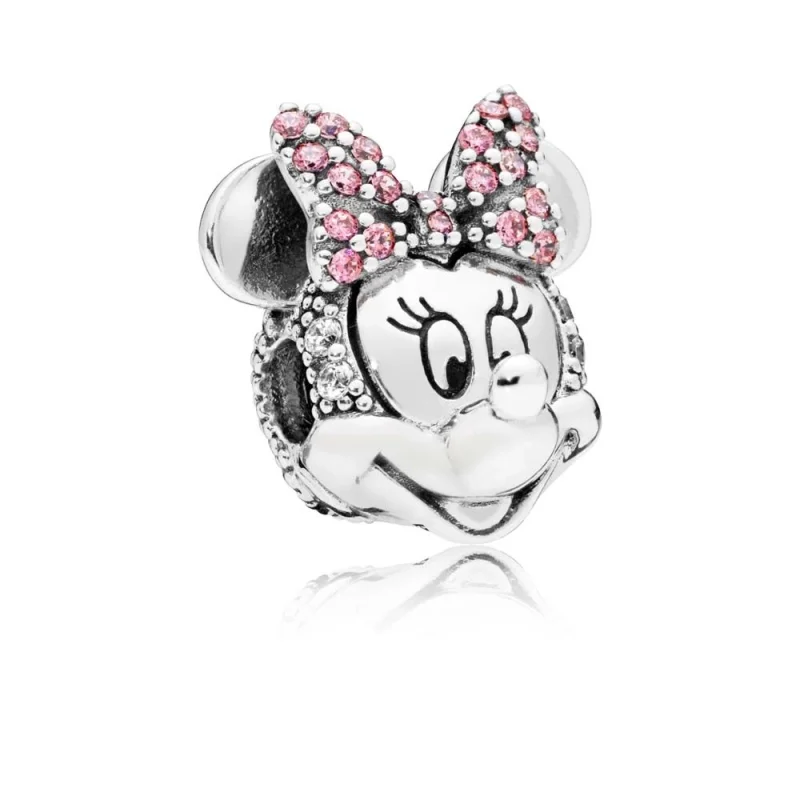 (image for) PANDORA Disney, Shimmering Minnie Portrait Clip, Clear CZ & Pink Enamel - 797496CZS - Product Image