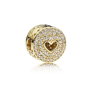 (image for) PANDORA Heart of Luxury Clip, 14K Gold & Clear CZ - 757557CZ
