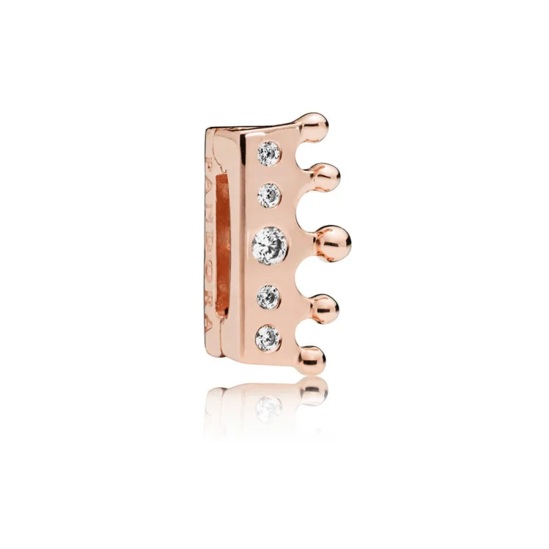 (image for) PANDORA Reflexions™ Crown Clip Charm, PANDORA Rose™ & Clear CZ - 787599CZ - Product Image
