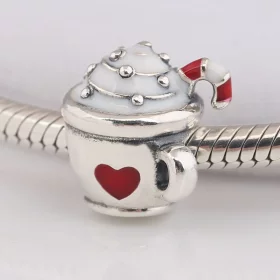 PANDORA Warm Cocoa Charm, White & Red Enamel - 797523ENMX PANDORA Warm Cocoa Charm, White & Red Enamel - 797523ENMX