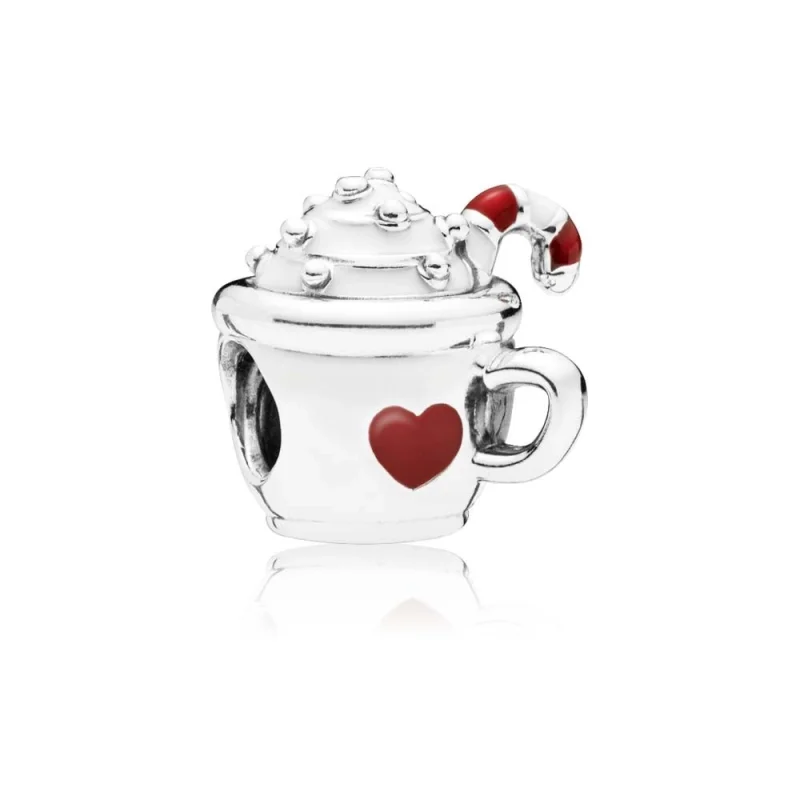 (image for) PANDORA Warm Cocoa Charm, White & Red Enamel - 797523ENMX - Product Image