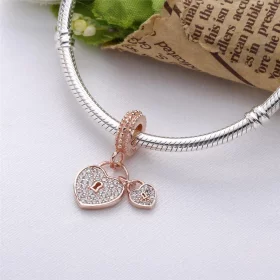 Love Locks Dangle Charm, PANDORA Rose™ & Clear CZ - 781807CZ Love Locks Dangle Charm, PANDORA Rose™ & Clear CZ - 781807CZ