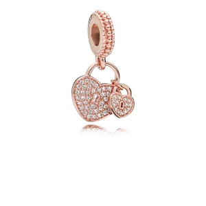 (image for) Love Locks Dangle Charm, PANDORA Rose™ & Clear CZ - 781807CZ
