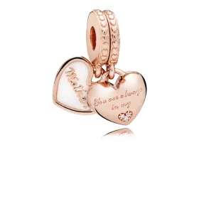 Mother & Daughter Hearts Dangle Charm, PANDORA Rose™, Silver Enamel & Clear CZ - 782072EN23 Mother & Daughter Hearts Dangle Charm, PANDORA Rose™, Silver Enamel & Clear CZ - 782072EN23