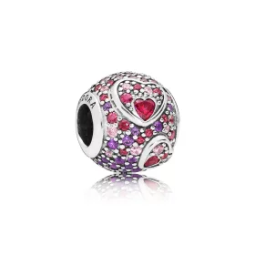 PANDORA Asymmetric Hearts of Love Charm, Red & Pink CZ, Royal Purple Crystals - 797826CZRMX PANDORA Asymmetric Hearts of Love Charm, Red & Pink CZ, Royal Purple Crystals - 797826CZRMX