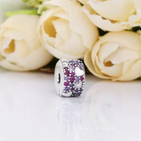 PANDORA Asymmetric Hearts of Love Charm, Red & Pink CZ, Royal Purple Crystals, Crimson Red Enamel - 797838CZRMX