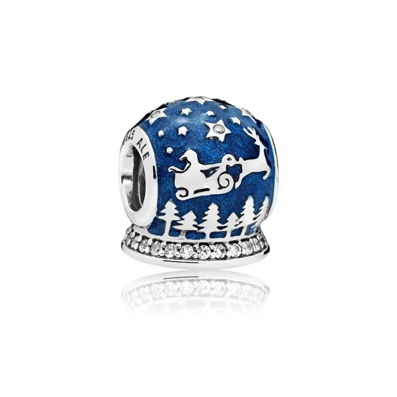 (image for) PANDORA Christmas Night Charm, Midnight Blue Enamel & Clear CZ - 796386EN63 - View 2