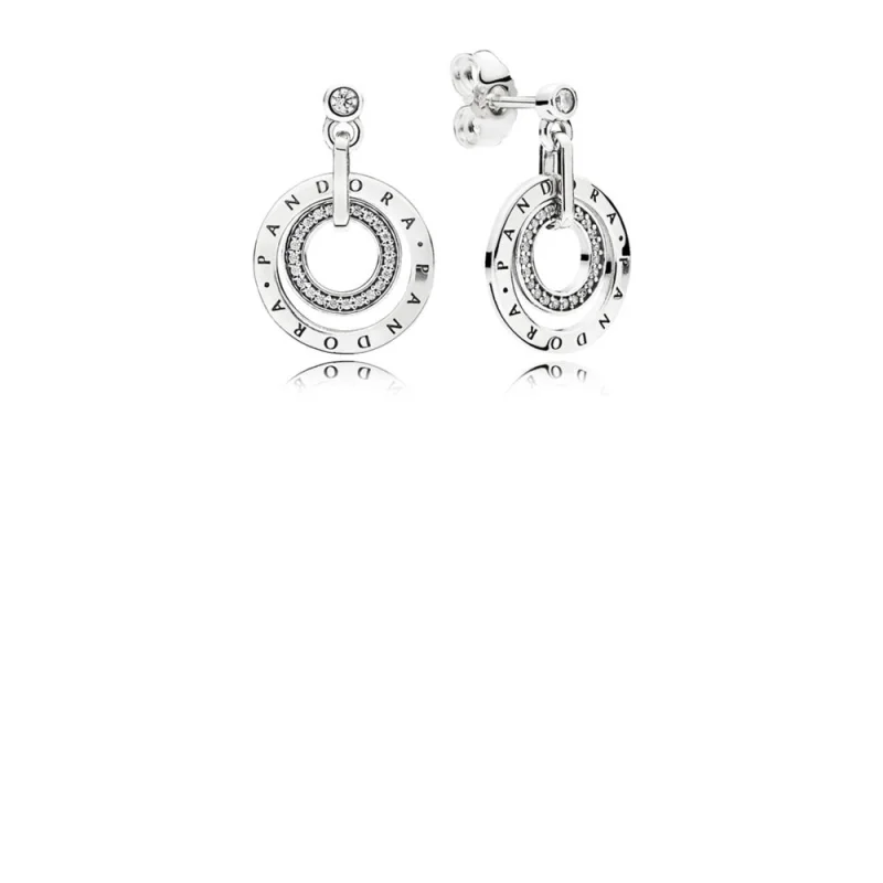 (image for) PANDORA Circles Drop Earrings, Clear CZ - 296296CZ - View 2
