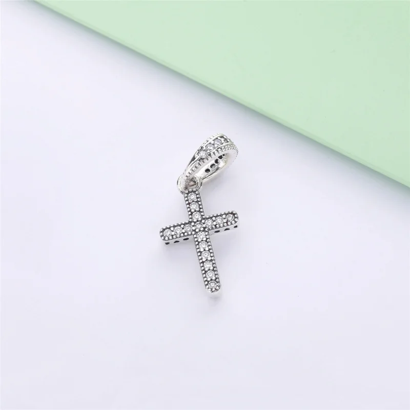 (image for) PANDORA Classic Cross Pendant, Clear CZ - 397571CZ - View 3