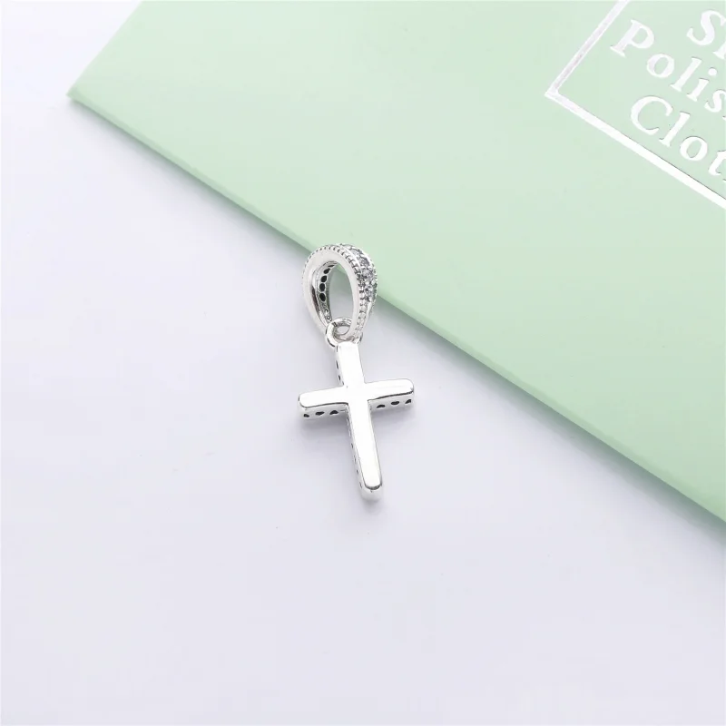 (image for) PANDORA Classic Cross Pendant, Clear CZ - 397571CZ - View 4