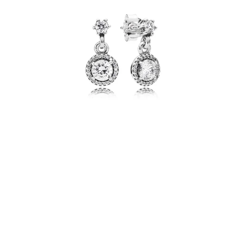 (image for) PANDORA Classic Elegance Drop Earrings, Clear CZ - 290594CZ - View 2