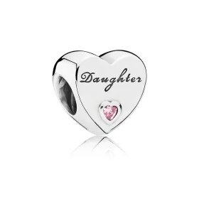 PANDORA Daughter's Love Charm, Pink CZ - 791726PCZ PANDORA Daughter's Love Charm, Pink CZ - 791726PCZ