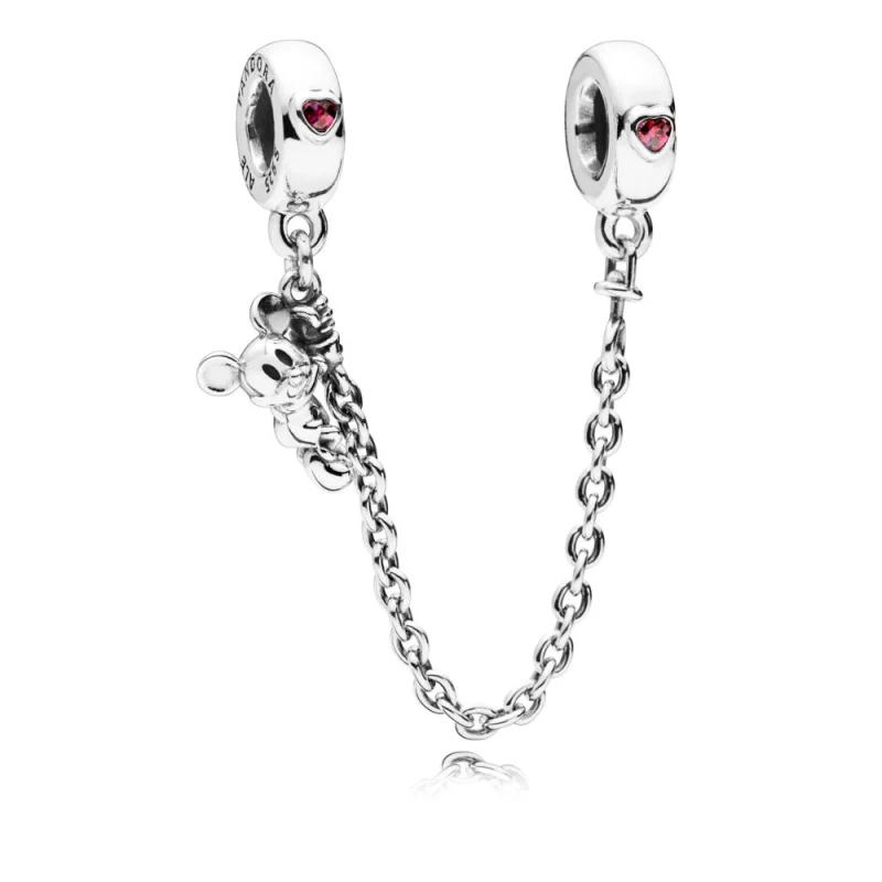 (image for) PANDORA Disney, Climbing Mickey Safety Chain, Red CZ - 797173CZR - View 2