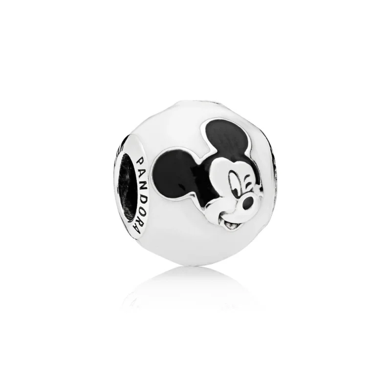 (image for) PANDORA Disney, Expressive Mickey Charm, White & Black Enamel - 796339ENMX - View 2