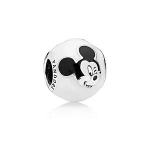 (image for) PANDORA Disney, Expressive Mickey Charm, White & Black Enamel - 796339ENMX
