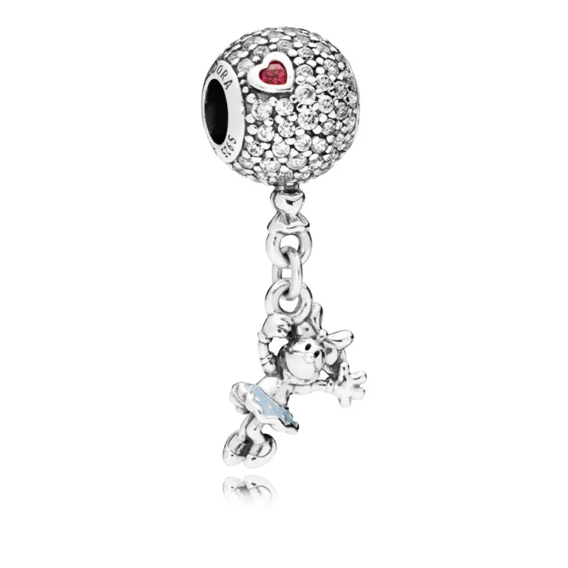 (image for) PANDORA Disney, Floating Minnie Dangle Charm, Red & Clear CZ & Light Blue Enamel - 797171CZ - Product Image