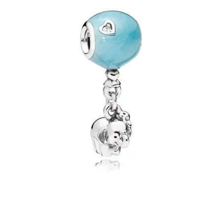 PANDORA Elephant & Blue Balloon Dangle Charm, Blue Enamel & Clear CZ - 797239EN169