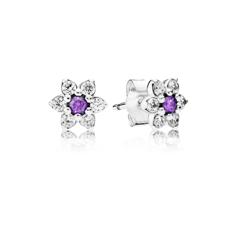 (image for) PANDORA Forget Me Not Stud Earrings, Purple & Clear CZ - 290690ACZ - Product Image