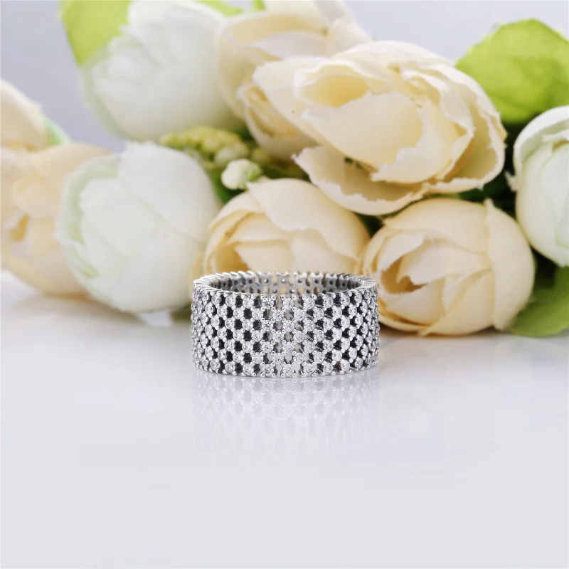 (image for) PANDORA Heraldic Check Ring, Clear CZ - 197695CZ - View 3