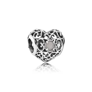 (image for) PANDORA June Signature Heart Charm, Grey Moonstone - 791784MSG