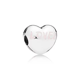 PANDORA Loved Heart Charm, Powder Pink Enamel - 797807EN124