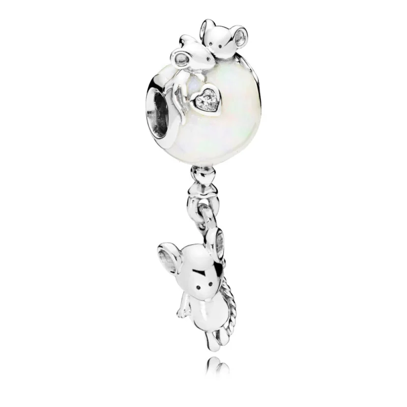 (image for) PANDORA Mouse & Balloon Dangle Charm, Pearlescent Enamel - 797240EN23 - View 2