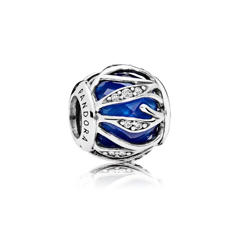 (image for) PANDORA Nature's Radiance Charm, Royal Blue Crystal & Clear CZ - 791969NCB - View 2