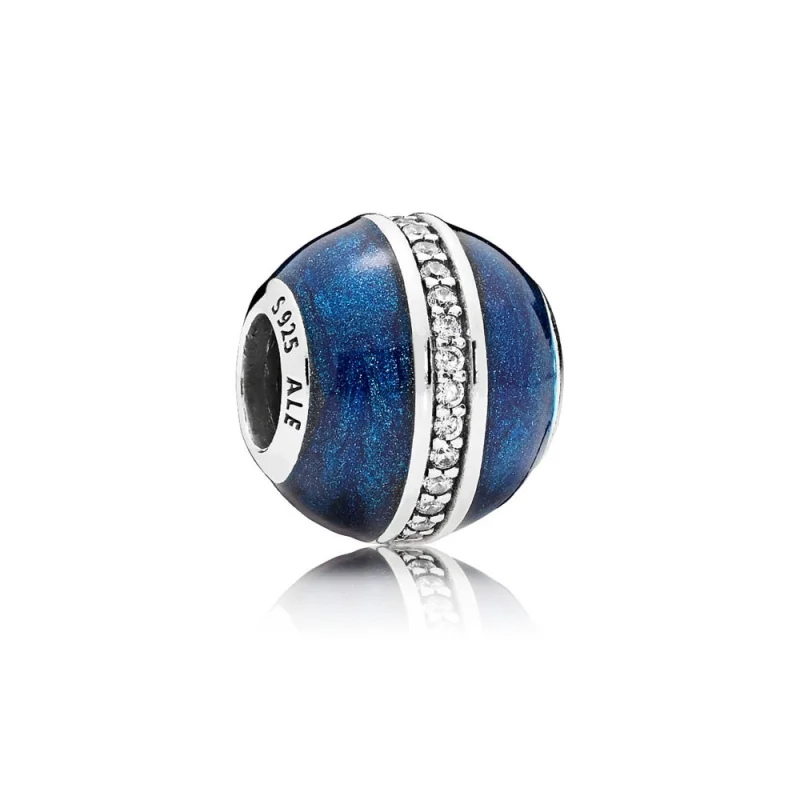 (image for) PANDORA Orbit Charm, Midnight Blue Enamel & Clear CZ - 796377EN63 - View 2
