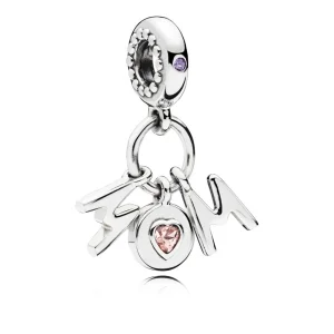 (image for) PANDORA Perfect Mom Dangle Charm with Pink & Lilac Crystals - 797059NSP