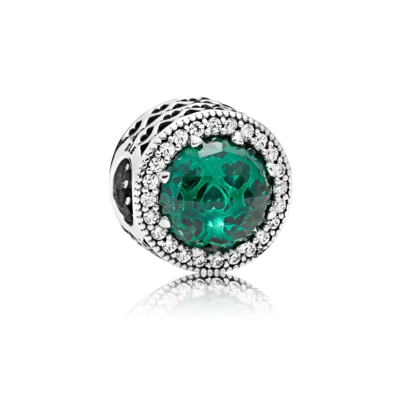 (image for) PANDORA Radiant Hearts Charm, Sea Green Crystals & Clear CZ - 791725NSG - View 2