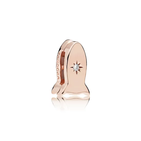 PANDORA REFLEXIONS™ Space Rocket Clip Charm, PANDORA Rose™ & Clear CZ - 787566CZ