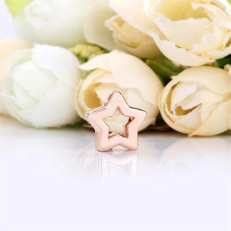 (image for) PANDORA REFLEXIONS™ Sleek Star Clip Charm, PANDORA Rose™ - 787544 - View 2