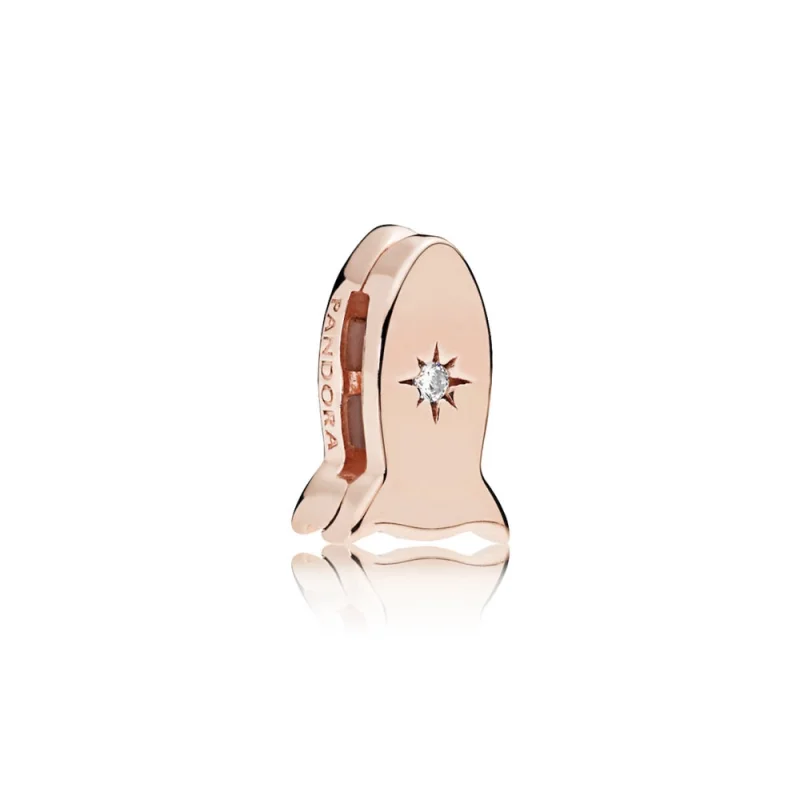 (image for) PANDORA REFLEXIONS™ Space Rocket Clip Charm, PANDORA Rose™ & Clear CZ - 787566CZ - View 2