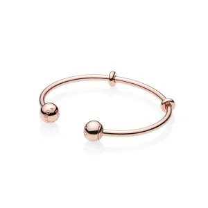 (image for) PANDORA Rose™ Open Bangle, PANDORA Logo Caps - 586477