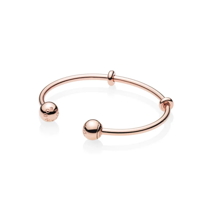 (image for) PANDORA Rose™ Open Bangle, PANDORA Logo Caps - 586477 - Product Image