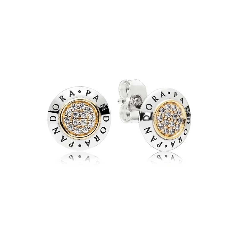 (image for) PANDORA Signature Stud Earrings, Clear CZ - 296230CZ - View 2
