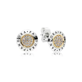 PANDORA Signature Stud Earrings, Clear CZ - 296230CZ