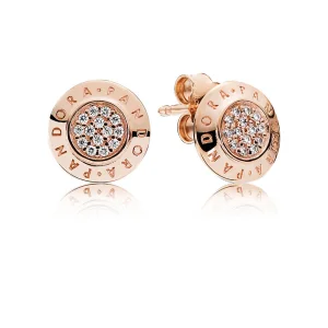 (image for) PANDORA Signature Stud Earrings, PANDORA Rose™ & Clear CZ - 280559CZ
