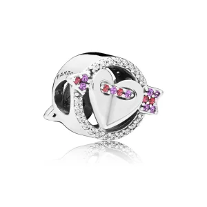(image for) PANDORA Sparkling Arrow & Heart Charm, Red & Clear CZ, Royal Purple Crystals - 797827CZMX