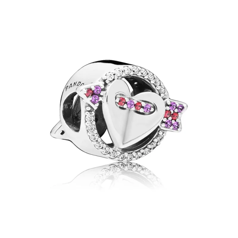 (image for) PANDORA Sparkling Arrow & Heart Charm, Red & Clear CZ, Royal Purple Crystals - 797827CZMX - Product Image
