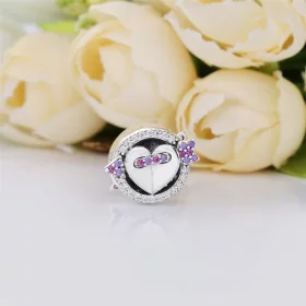 PANDORA Sparkling Arrow & Heart Charm, Red & Clear CZ, Royal Purple Crystals - 797827CZMX PANDORA Sparkling Arrow & Heart Charm, Red & Clear CZ, Royal Purple Crystals - 797827CZMX