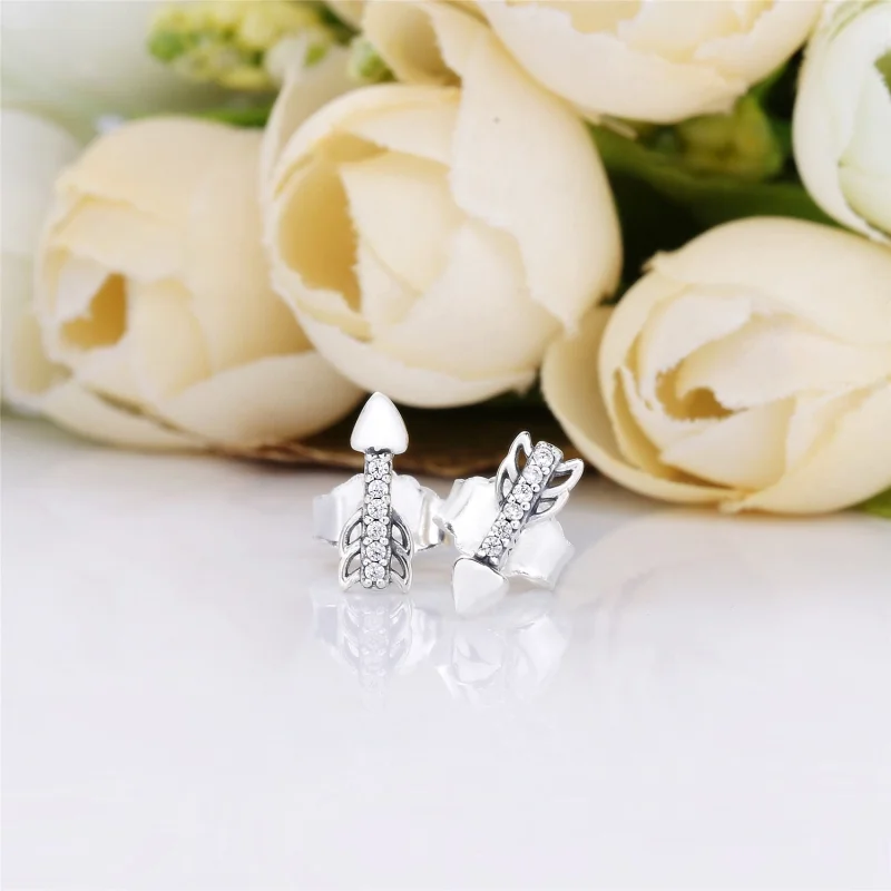 (image for) PANDORA Sparkling Arrows Earrings, Clear CZ - 297828CZ - View 3