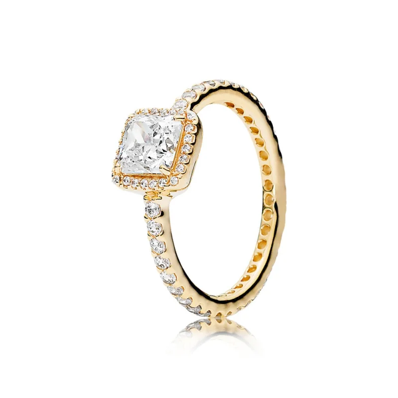 (image for) PANDORA Timeless Elegance Ring, 14K Gold & Clear CZ - 150188CZ - Product Image